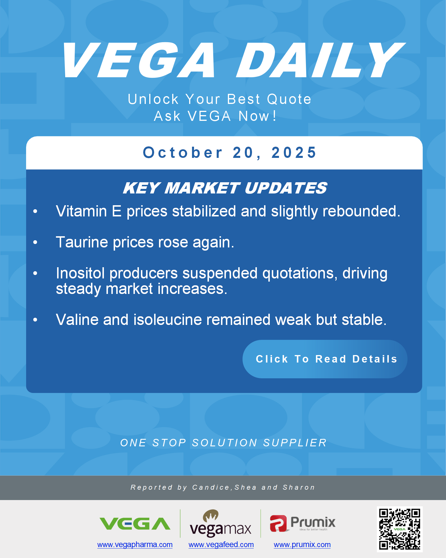 VEGA Daily Dated on October 20th 2025 Vitamin Amino Acid APl Food Additives.png